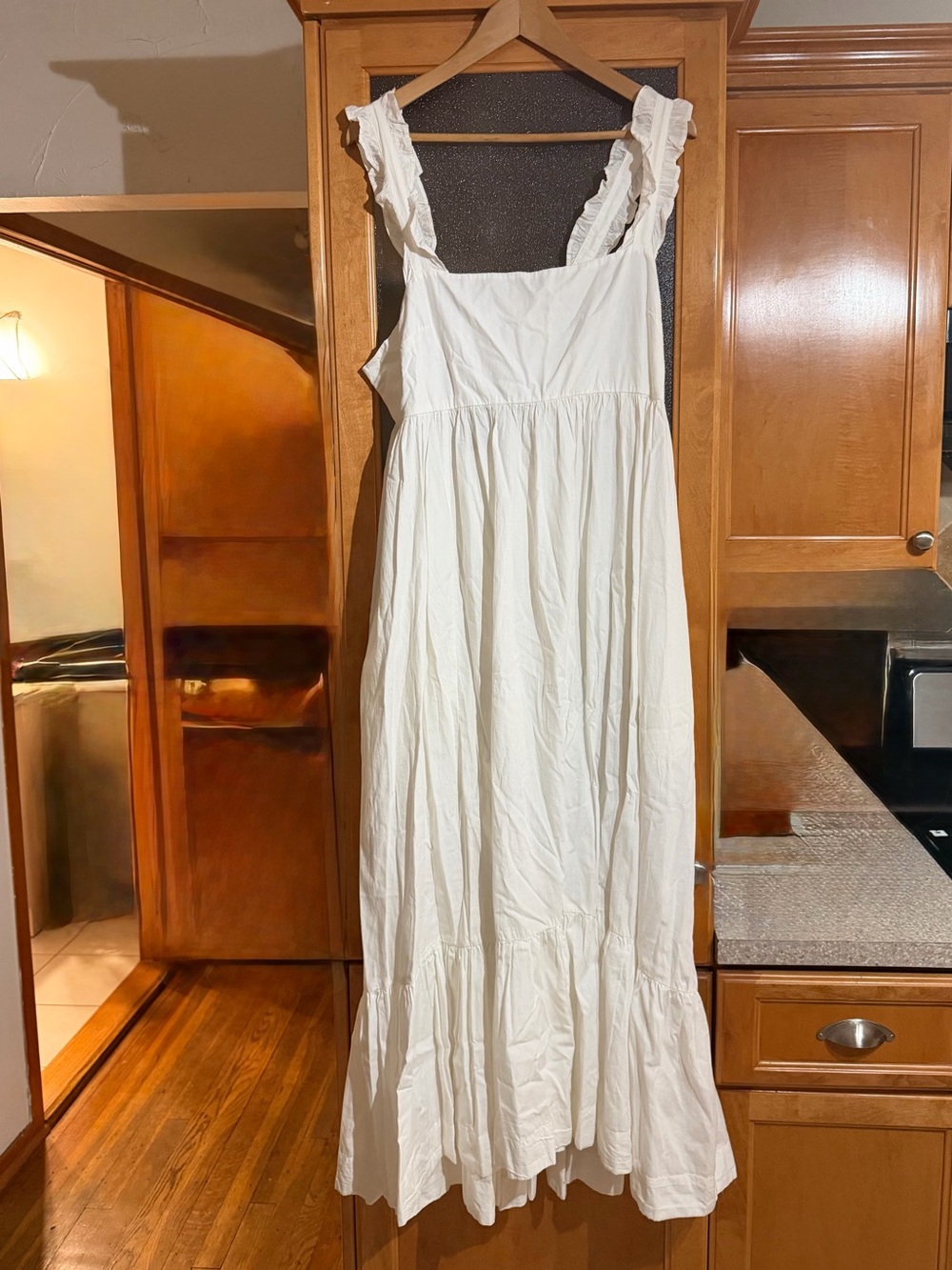 Free People Cream Ruffled Strap Maxi Dress- size Large